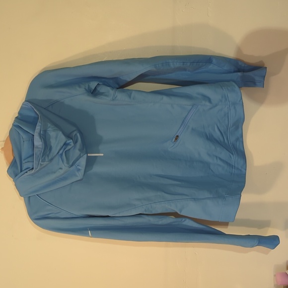 Nike Dri-fit blue running active zip top, reflective, hoodie, Medium, back pocke - Picture 6 of 7